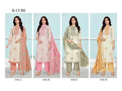 Vedika 1026 K Cube Linen Pant Style Suits Wholesale Price