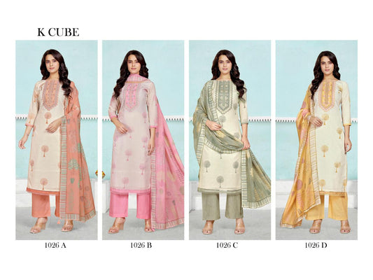 Vedika 1026 K Cube Linen Pant Style Suits Wholesale Price