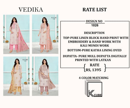Vedika 1026 K Cube Linen Pant Style Suits Wholesale Price