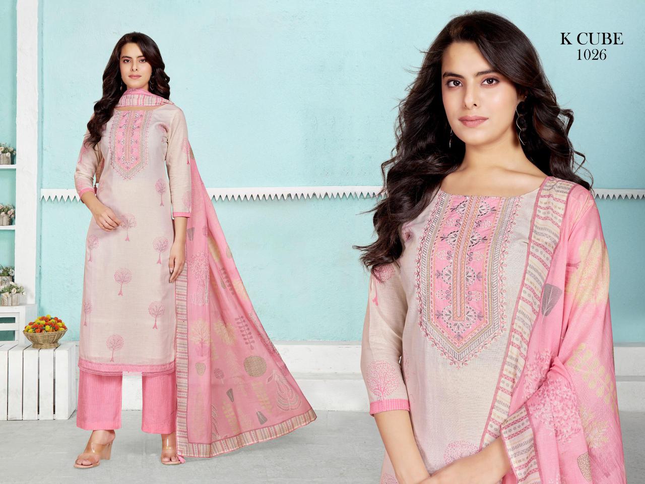 Vedika 1026 K Cube Linen Pant Style Suits Wholesale Price