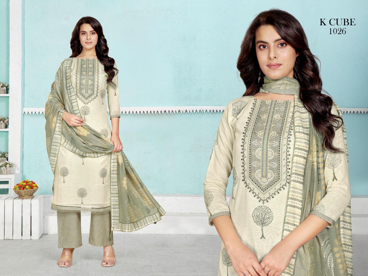 Vedika 1026 K Cube Linen Pant Style Suits Wholesale Price