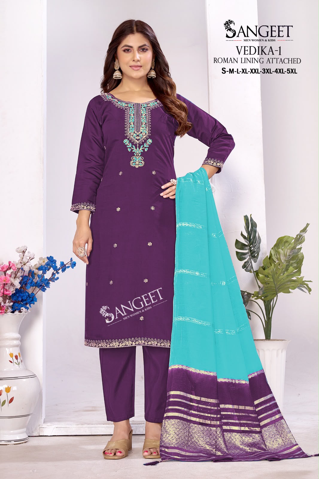 Vedika 1 Sangeet Roman Silk Readymade Pant Style Suits Supplier Ahmedabad