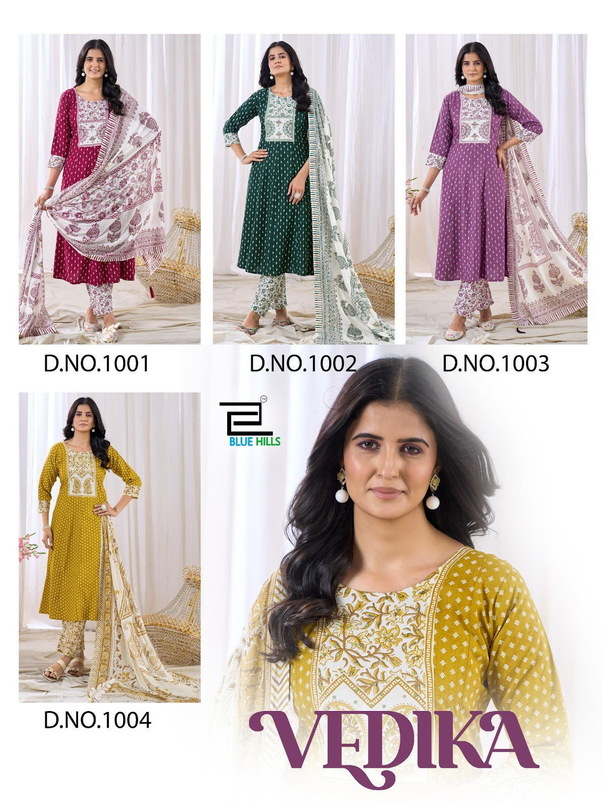 Vedika Blue Hills Rayon 14Kg Readymade Pant Style Suits Wholesaler India