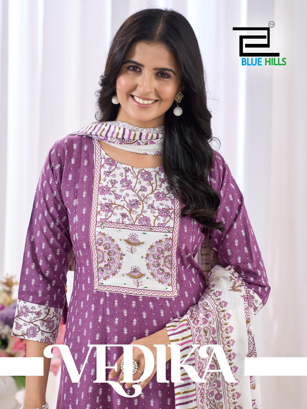 Vedika Blue Hills Rayon 14Kg Readymade Pant Style Suits Wholesaler India