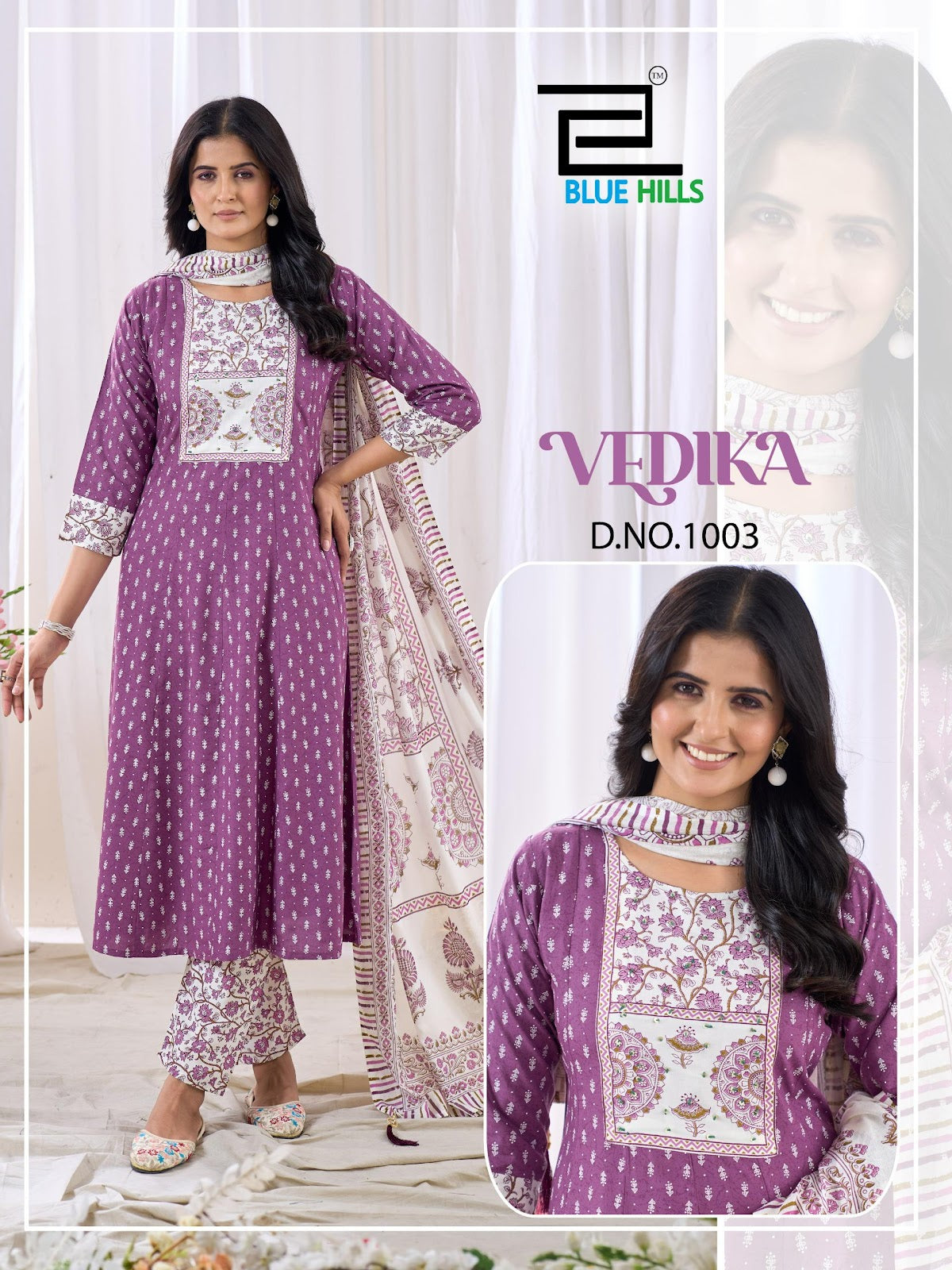 Vedika Blue Hills Rayon 14Kg Readymade Pant Style Suits Wholesaler India