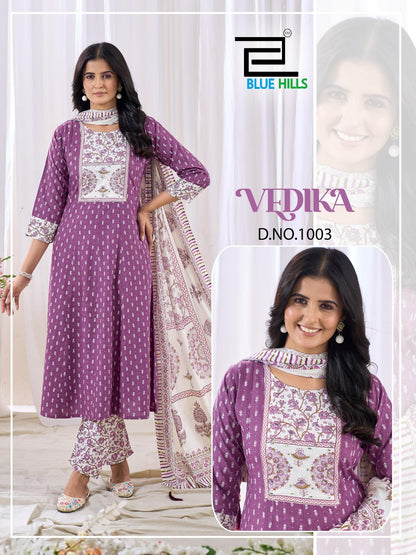 Vedika Blue Hills Rayon 14Kg Readymade Pant Style Suits Wholesaler India