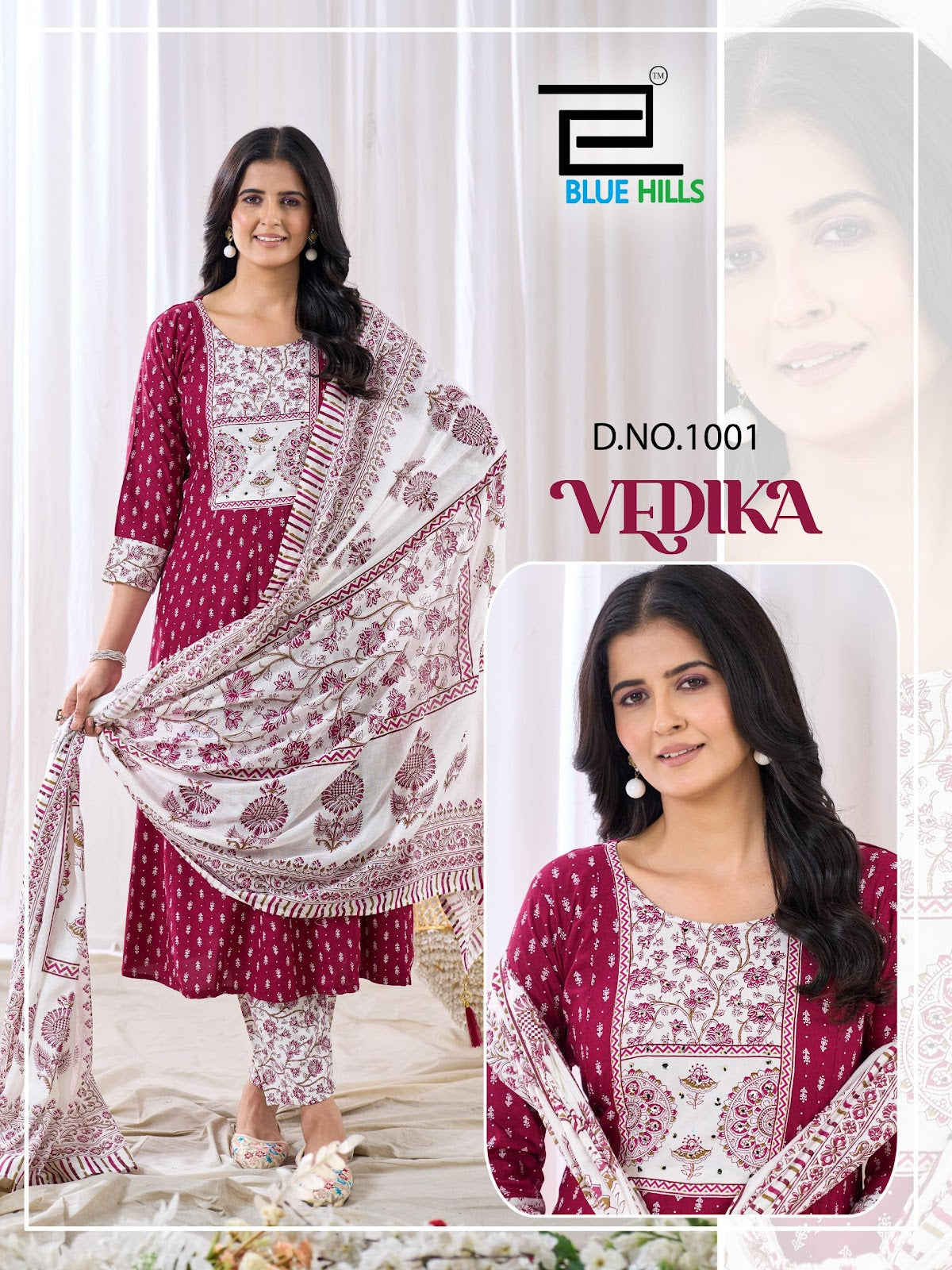 Vedika Blue Hills Rayon 14Kg Readymade Pant Style Suits Wholesaler India