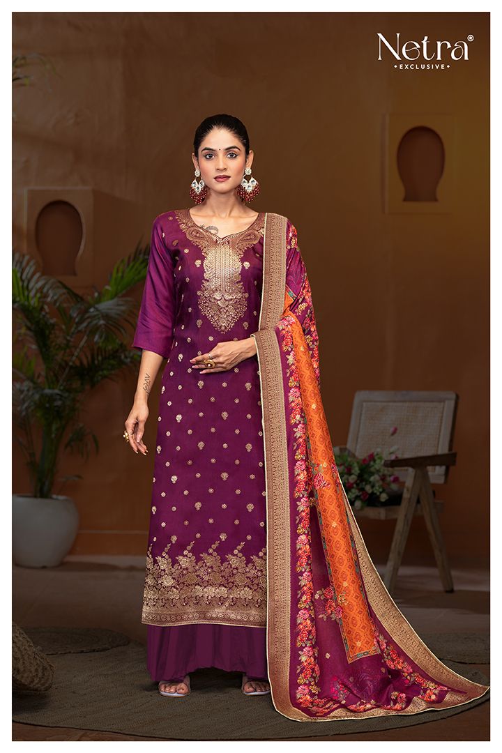 Vedika Netra Weaving Plazzo Style Suits Wholesaler Gujarat