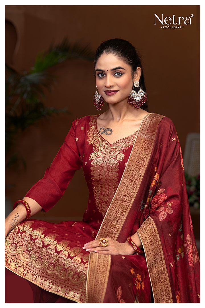Vedika Netra Weaving Plazzo Style Suits Wholesaler Gujarat