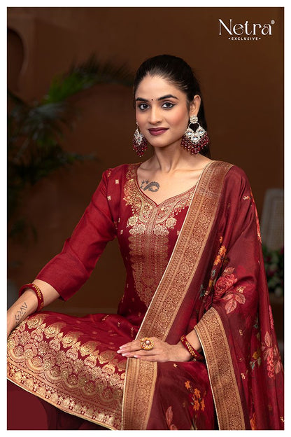 Vedika Netra Weaving Plazzo Style Suits Wholesaler Gujarat
