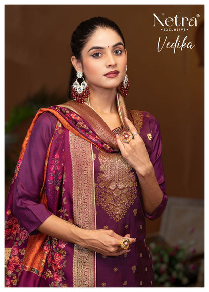 Vedika Netra Weaving Plazzo Style Suits Wholesaler Gujarat