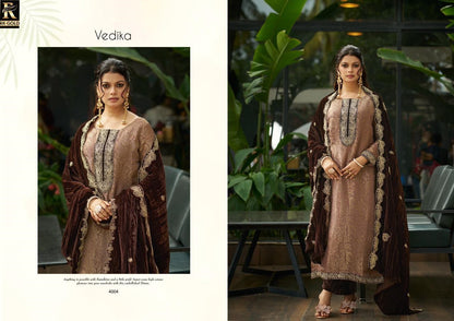 Vedika Rk Gold Viscose Velvet Suits Manufacturer