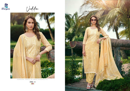Vedika Sargam Prints Pure Linen Pant Style Suits Wholesale Price