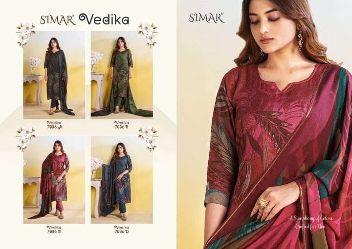 Vedika Simar Pure Viscose Pashmina Suits Supplier India