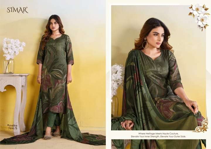 Vedika Simar Pure Viscose Pashmina Suits Supplier India