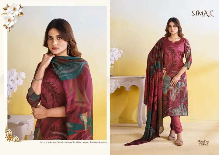 Vedika Simar Pure Viscose Pashmina Suits Supplier India