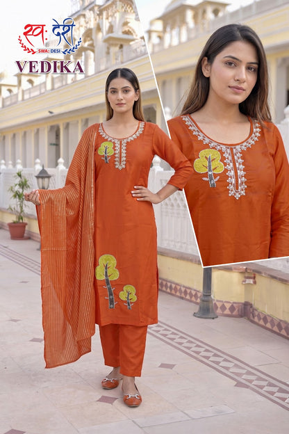 Vedika Swa-Desi Roman Readymade Pant Style Suits Exporter