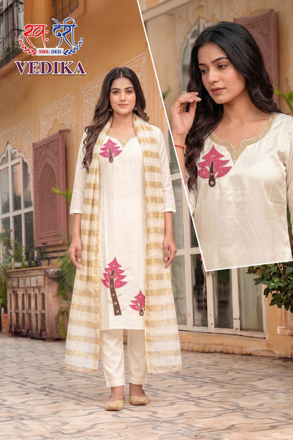 Vedika Swa-Desi Roman Readymade Pant Style Suits Exporter