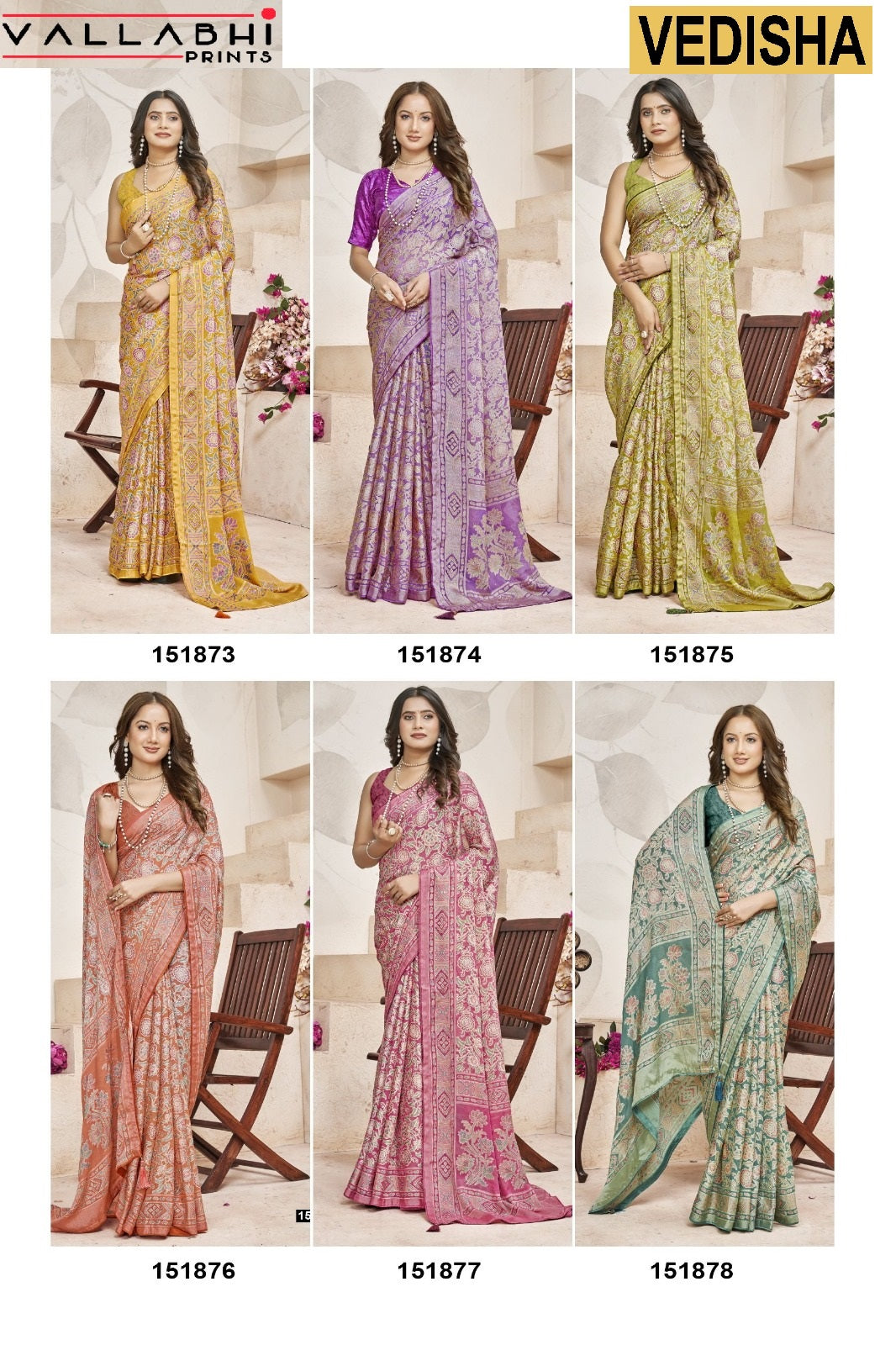 Vedisha Vallabhi Prints Dull Moss Sarees Manufacturer Ahmedabad