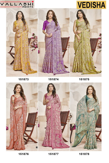 Vedisha Vallabhi Prints Dull Moss Sarees Manufacturer Ahmedabad
