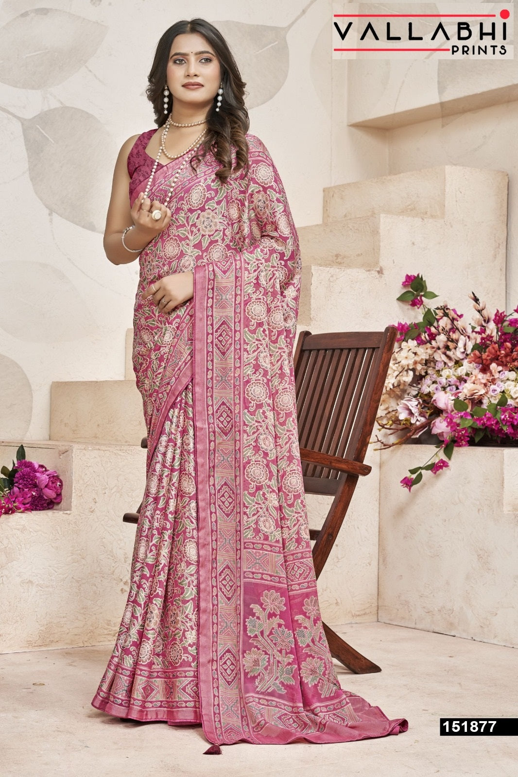 Vedisha Vallabhi Prints Dull Moss Sarees Manufacturer Ahmedabad