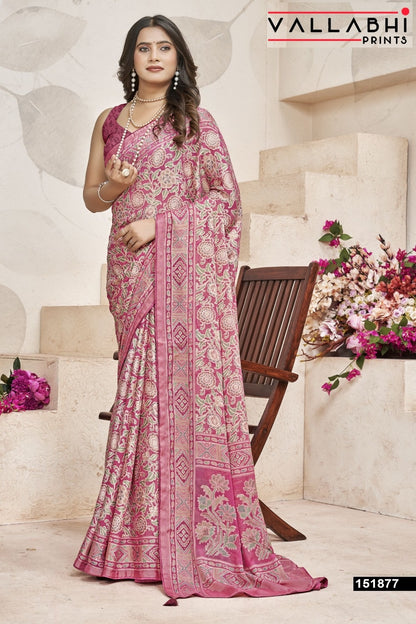 Vedisha Vallabhi Prints Dull Moss Sarees Manufacturer Ahmedabad