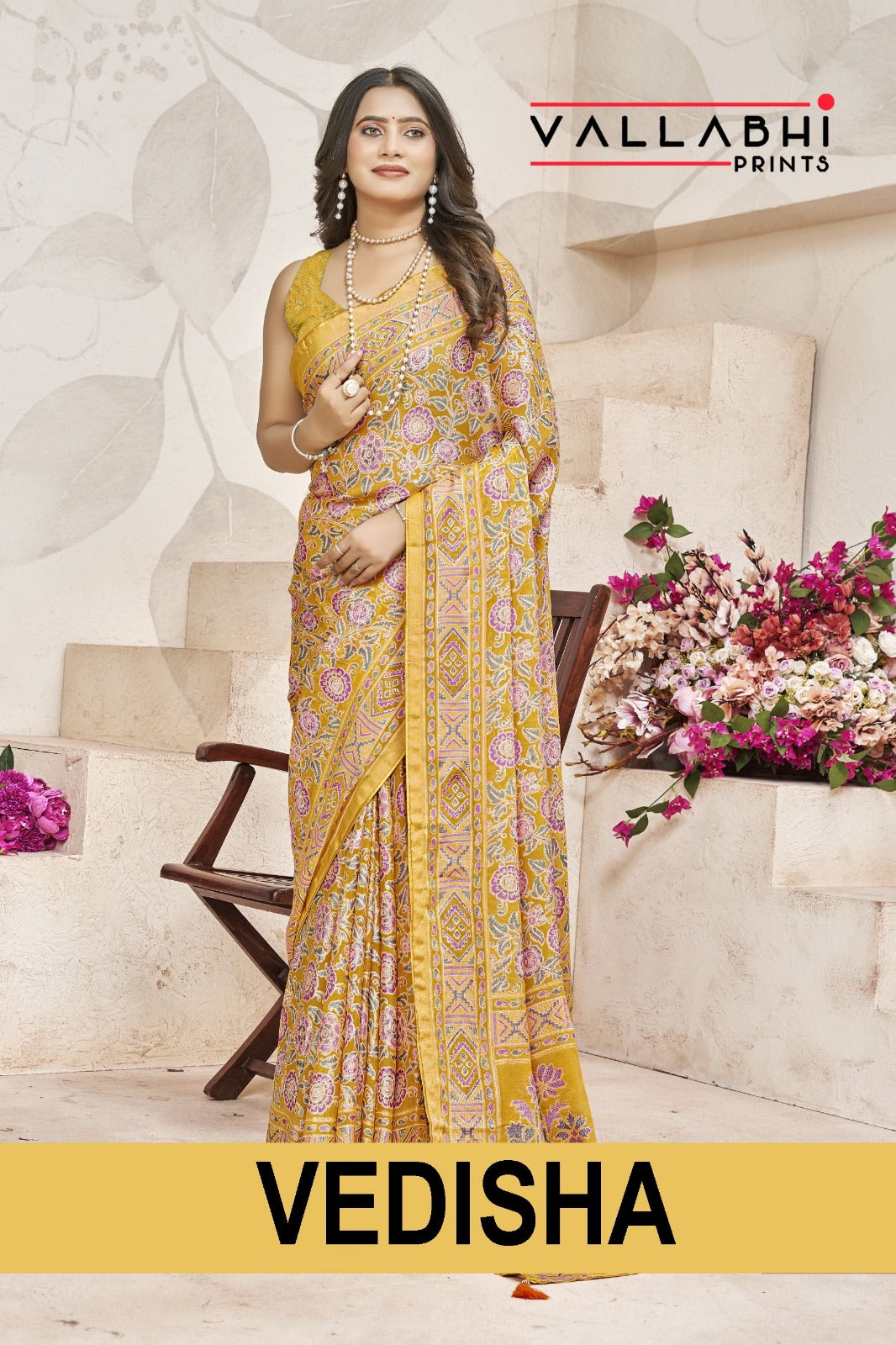 Vedisha Vallabhi Prints Dull Moss Sarees Manufacturer Ahmedabad