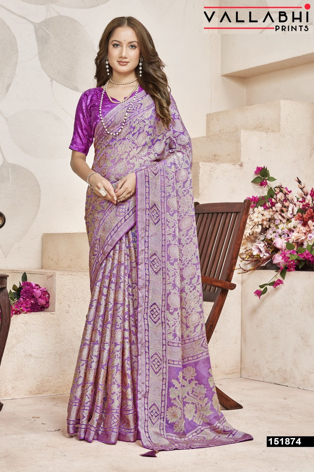 Vedisha Vallabhi Prints Dull Moss Sarees Manufacturer Ahmedabad