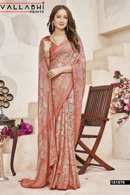 Vedisha Vallabhi Prints Dull Moss Sarees Manufacturer Ahmedabad