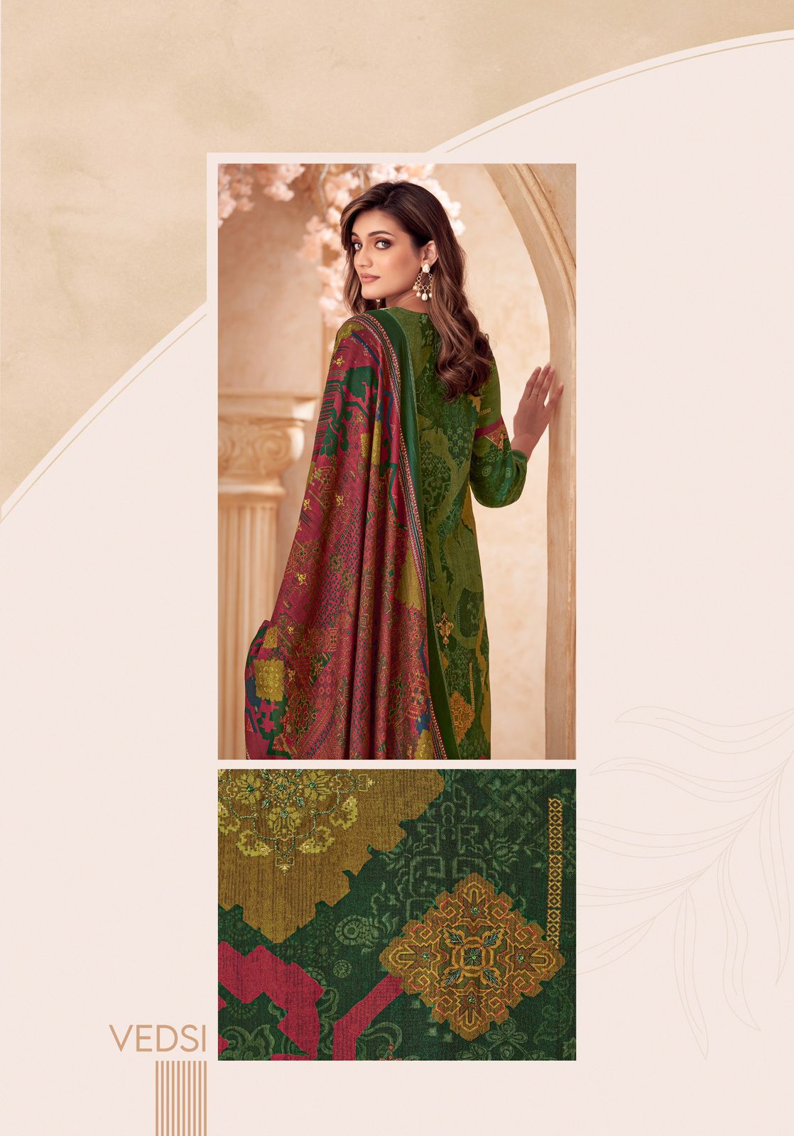 Vedsi Sahiba Staple Twill Pashmina Suits Wholesale