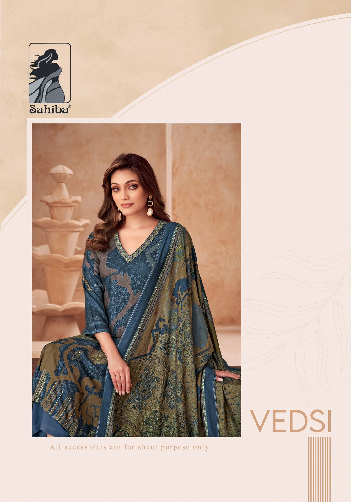 Vedsi Sahiba Staple Twill Pashmina Suits Wholesale