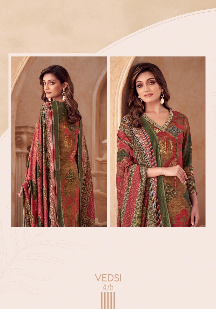 Vedsi Sahiba Staple Twill Pashmina Suits Wholesale