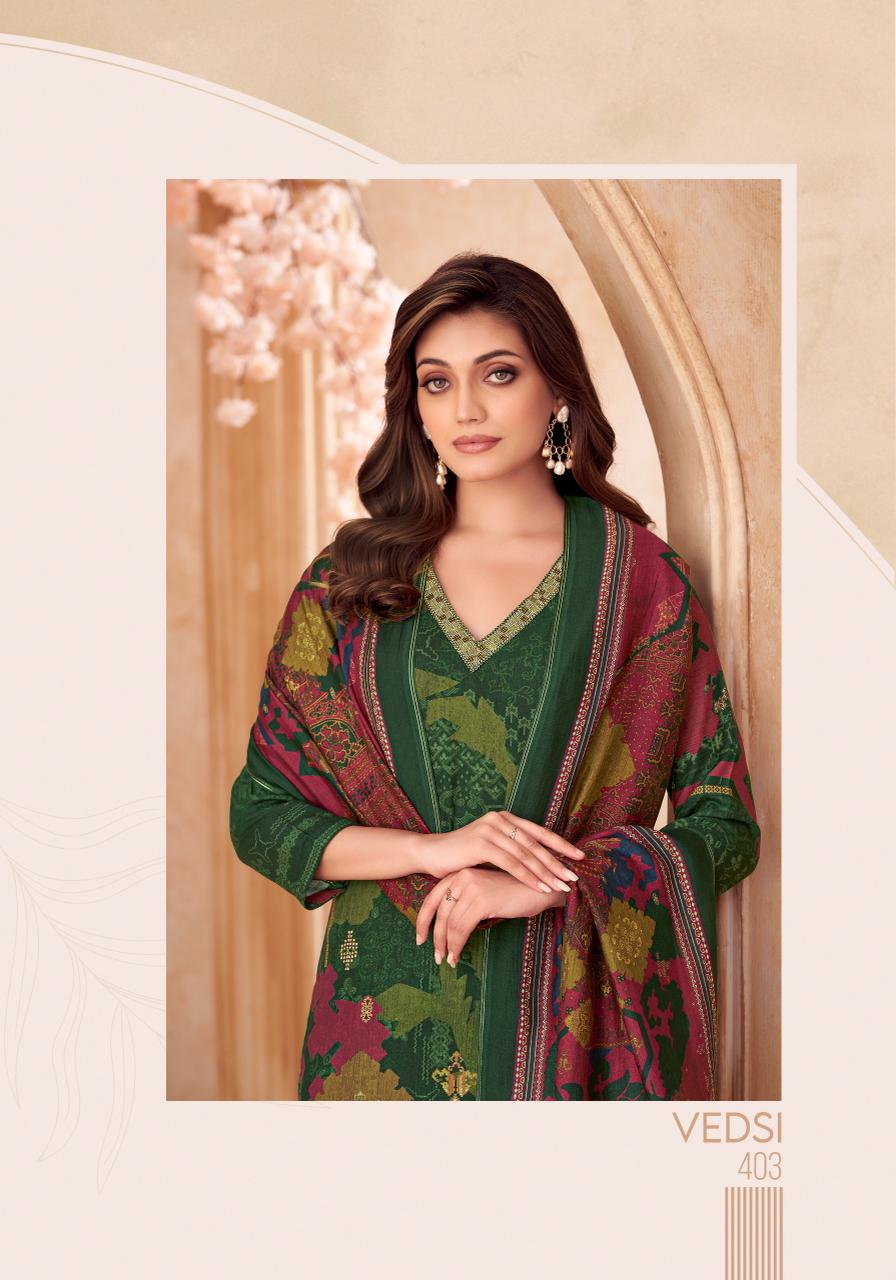 Vedsi Sahiba Staple Twill Pashmina Suits Wholesale