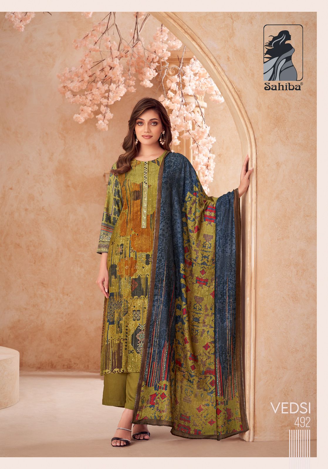 Vedsi Sahiba Staple Twill Pashmina Suits Wholesale