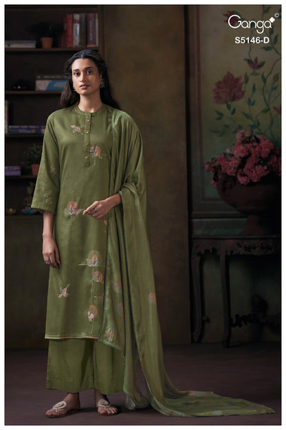 Vedvika S5146 Ganga Cotton Satin Plazzo Style Suits Exporter India