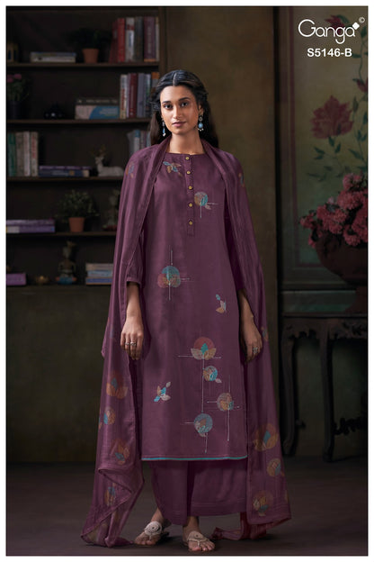 Vedvika S5146 Ganga Cotton Satin Plazzo Style Suits Exporter India