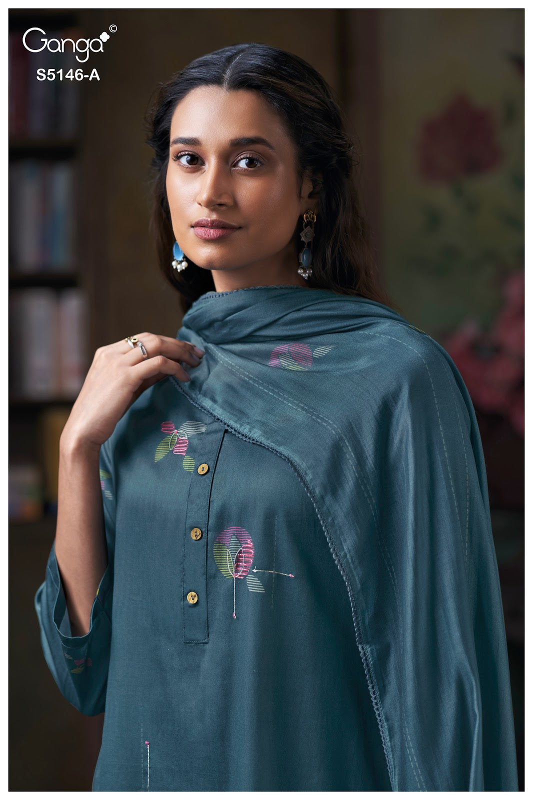 Vedvika S5146 Ganga Cotton Satin Plazzo Style Suits Exporter India