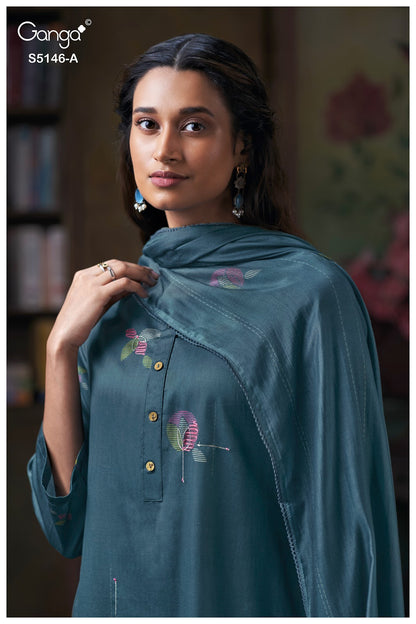 Vedvika S5146 Ganga Cotton Satin Plazzo Style Suits Exporter India