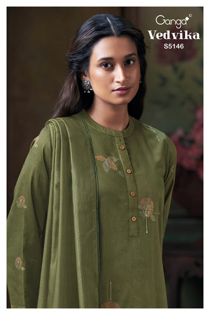 Vedvika S5146 Ganga Cotton Satin Plazzo Style Suits Exporter India