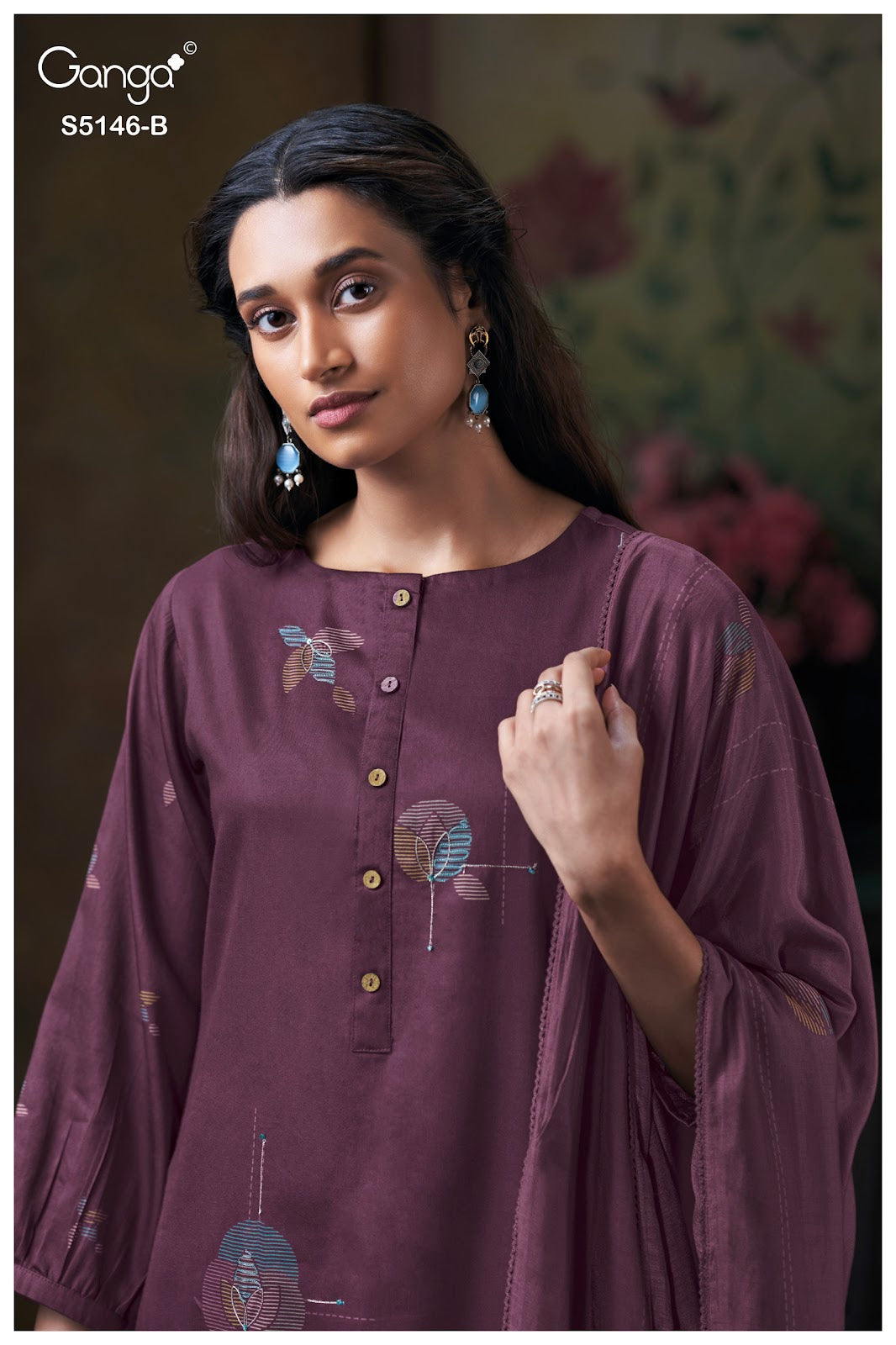 Vedvika S5146 Ganga Cotton Satin Plazzo Style Suits Exporter India