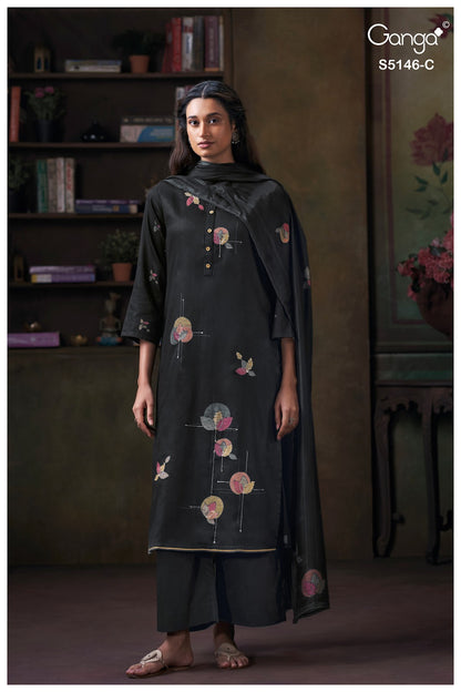 Vedvika S5146 Ganga Cotton Satin Plazzo Style Suits Exporter India