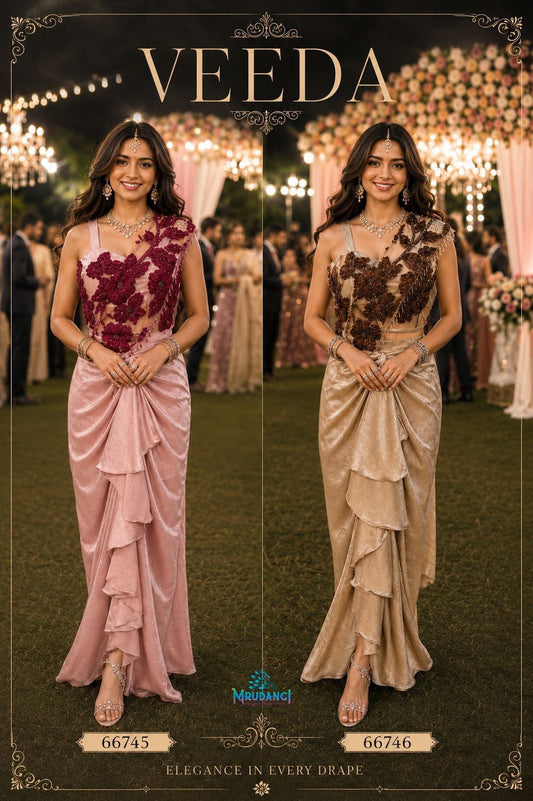 Veeda Mrudangi Satin Ready To Wear Saree Wholesale Price