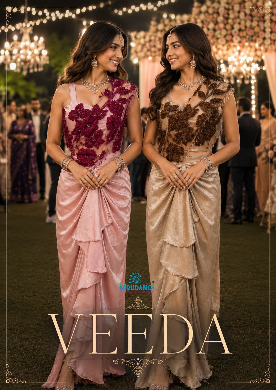 Veeda Mrudangi Satin Ready To Wear Saree Wholesale Price