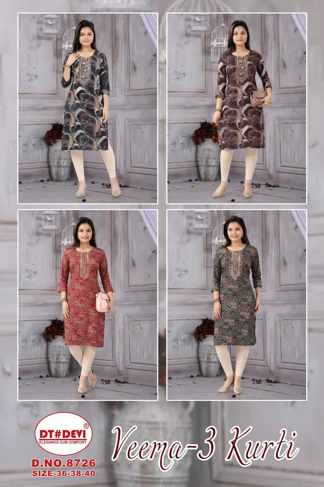 Veema Vol 3 8726 Dt Devi Rayon Girls Kurti Wholesale Price