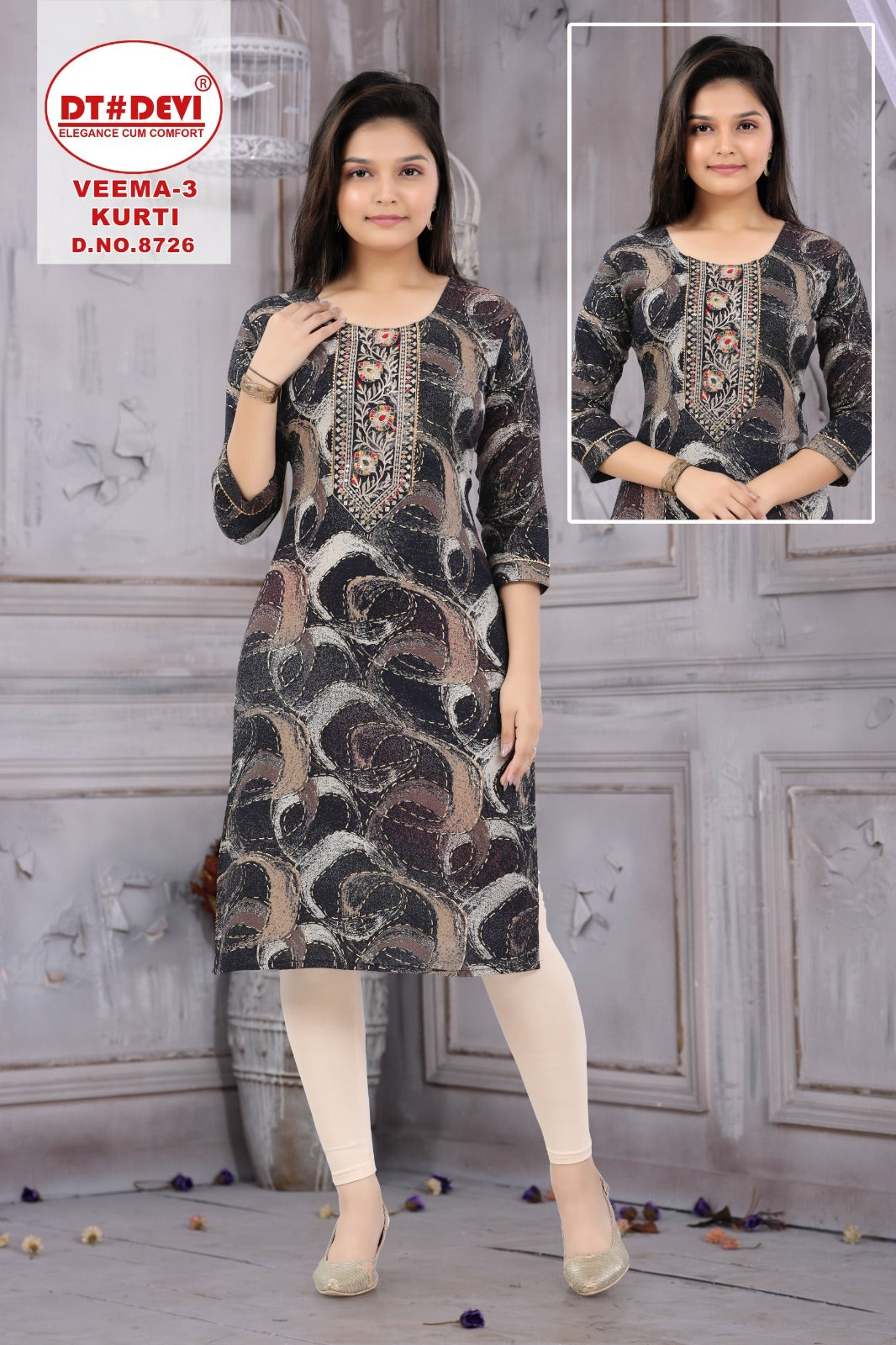 Veema Vol 3 8726 Dt Devi Rayon Girls Kurti Wholesale Price