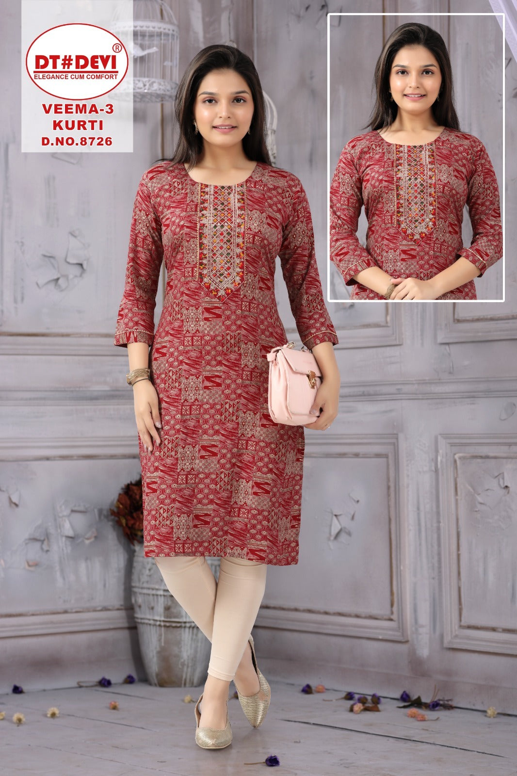 Veema Vol 3 8726 Dt Devi Rayon Girls Kurti Wholesale Price