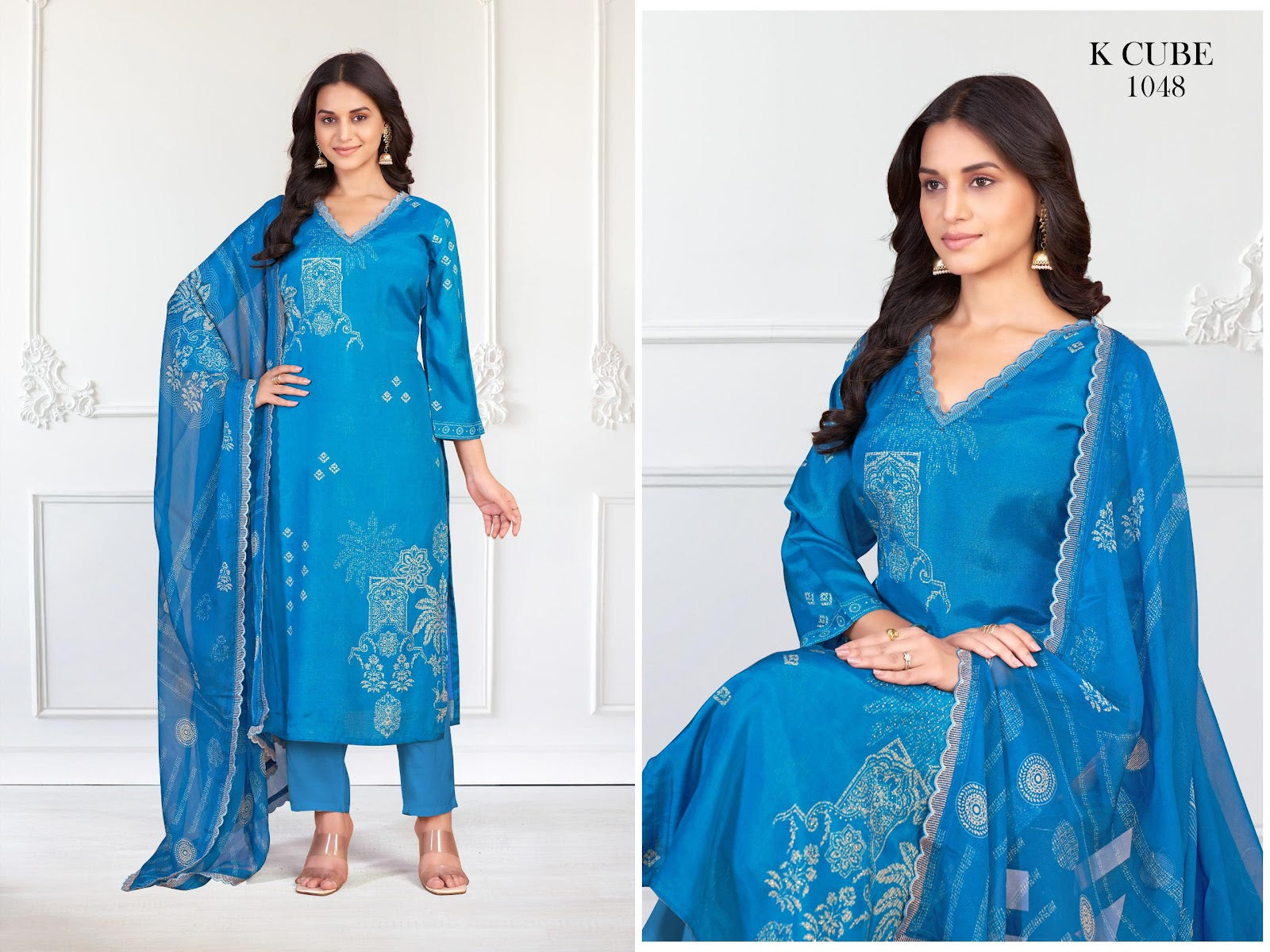 Veena 1048 K Cube Muslin Pant Style Suits Exporter India