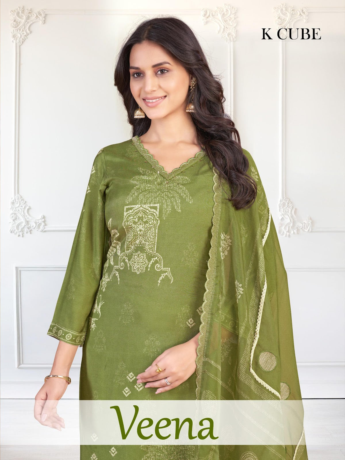 Veena 1048 K Cube Muslin Pant Style Suits Exporter India