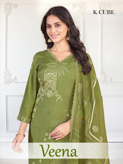 Veena 1048 K Cube Muslin Pant Style Suits Exporter India