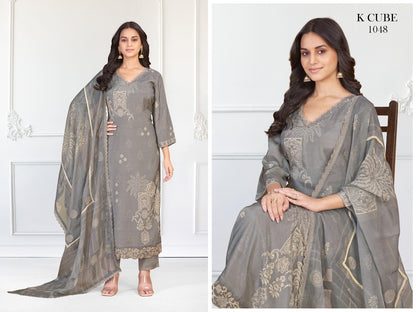 Veena 1048 K Cube Muslin Pant Style Suits Exporter India